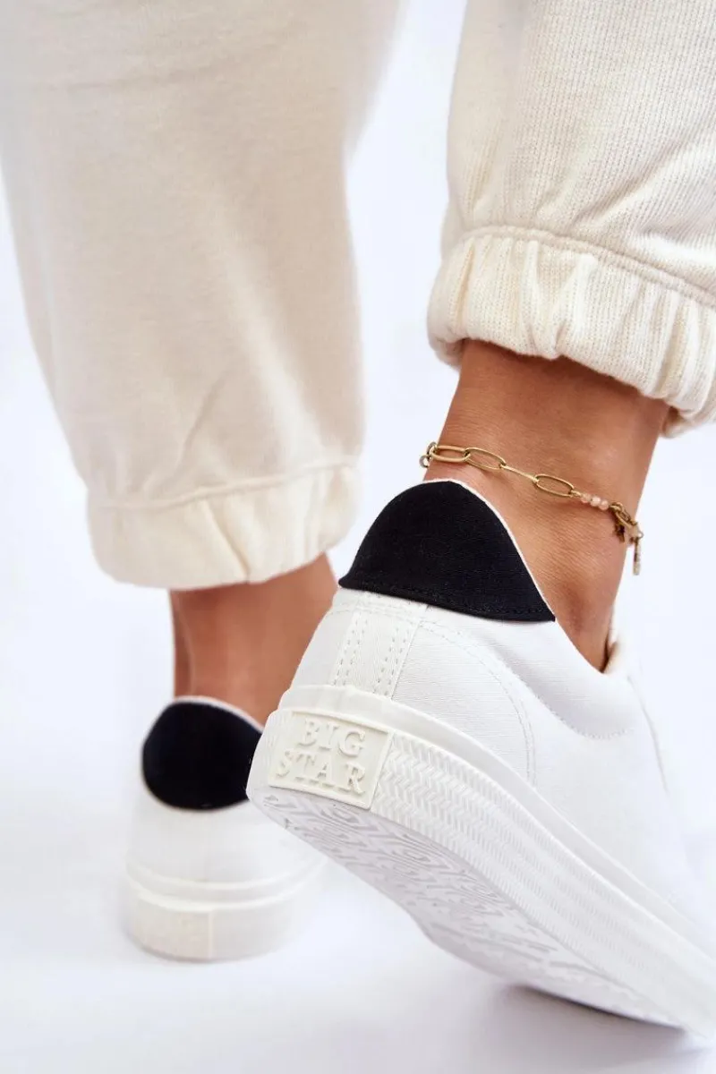 Discount Klasyczne Niskie Trampki Big Star LL274091 Białe Damskie Trampki Damskie Big Star|Trampki Damskie Niskie