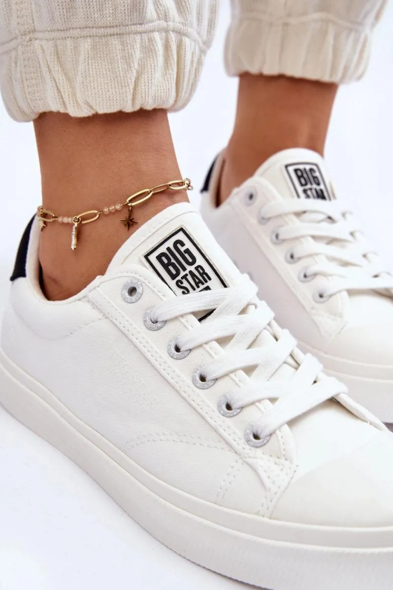 Discount Klasyczne Niskie Trampki Big Star LL274091 Białe Damskie Trampki Damskie Big Star|Trampki Damskie Niskie