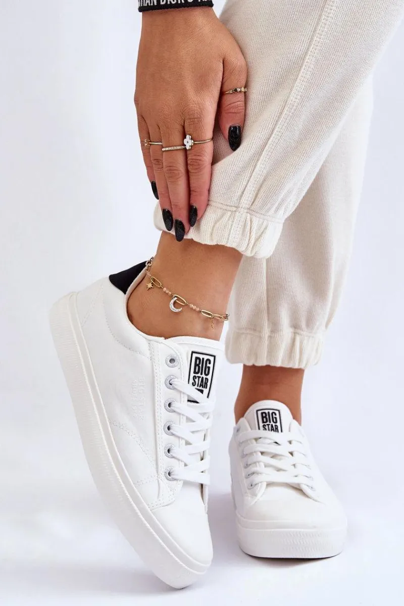 Discount Klasyczne Niskie Trampki Big Star LL274091 Białe Damskie Trampki Damskie Big Star|Trampki Damskie Niskie