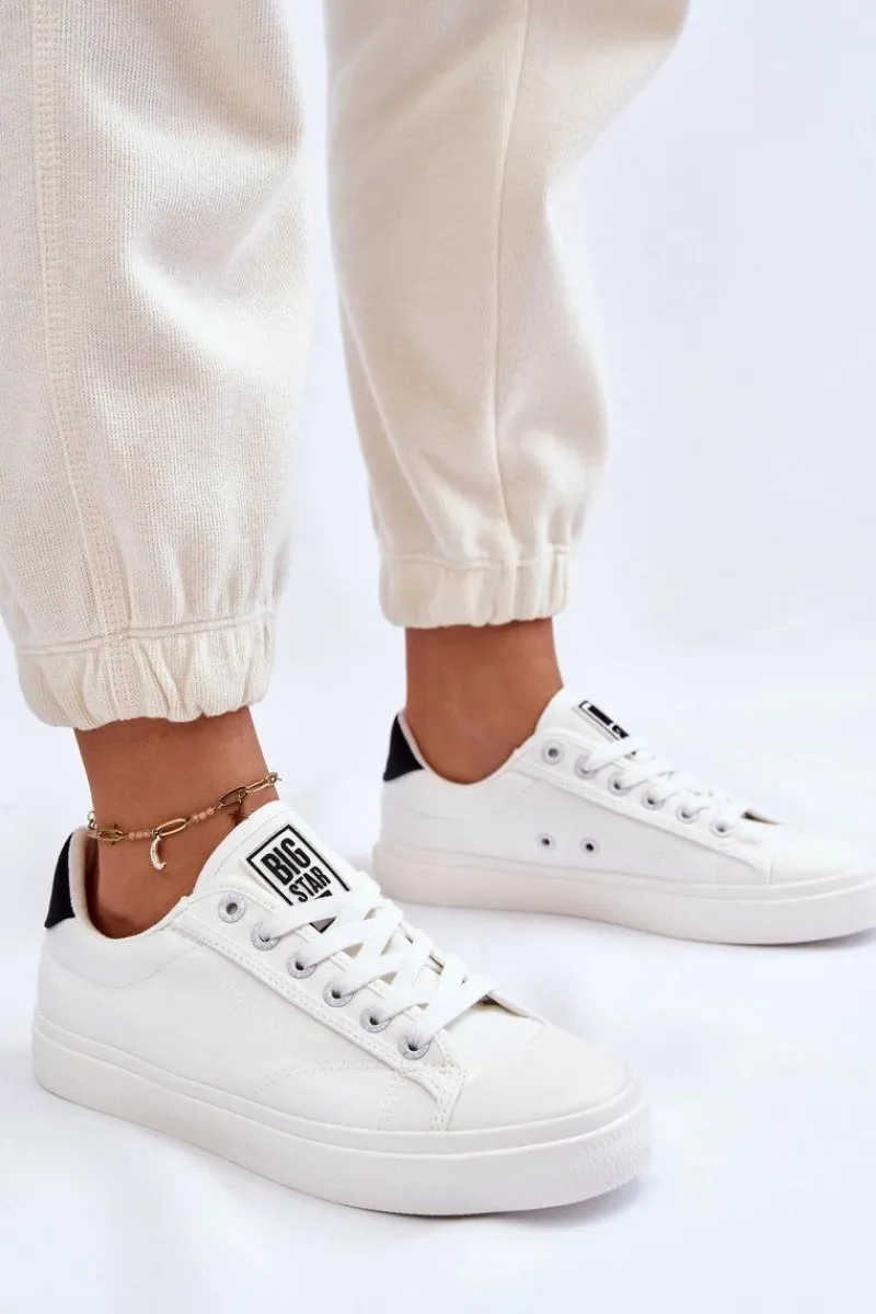 Discount Klasyczne Niskie Trampki Big Star LL274091 Białe Damskie Trampki Damskie Big Star|Trampki Damskie Niskie