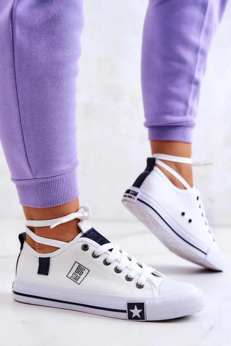 Outlet Klasyczne Niskie Trampki Big Star JJ274255 Białe Damskie Trampki Damskie Big Star|Big Star