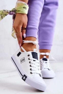 Outlet Klasyczne Niskie Trampki Big Star JJ274255 Białe Damskie Trampki Damskie Big Star|Big Star