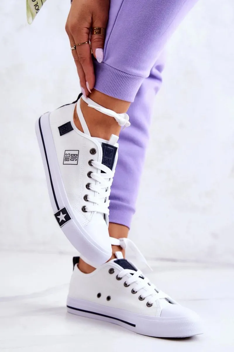 Outlet Klasyczne Niskie Trampki Big Star JJ274255 Białe Damskie Trampki Damskie Big Star|Big Star