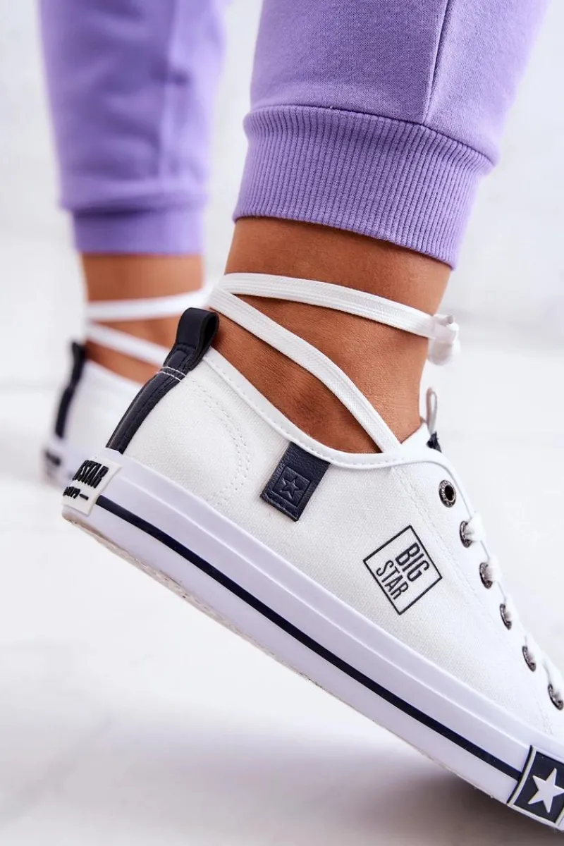 Outlet Klasyczne Niskie Trampki Big Star JJ274255 Białe Damskie Trampki Damskie Big Star|Big Star