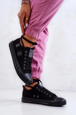 Trampki Damskie Big Star|Trampki Damskie Niskie>Big Star Shoes Klasyczne Niskie Trampki Big Star JJ274257 Czarne Czarny