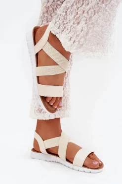 Hot Boto Klasyczne Sandały Damskie Wsuwane Jasnobeżowe Norina