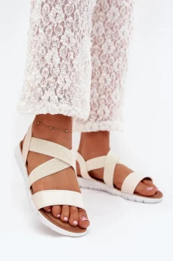 Hot Boto Klasyczne Sandały Damskie Wsuwane Jasnobeżowe Norina