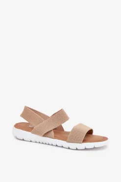 Discount Klasyczne Sandały Damskie Wsuwane Beżowe Felira Damskie Sandały Płaskie