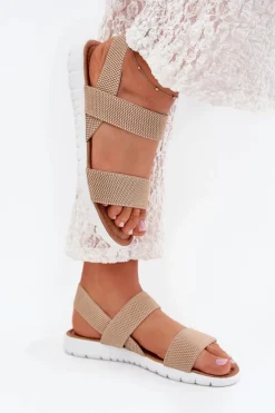 Discount Klasyczne Sandały Damskie Wsuwane Beżowe Felira Damskie Sandały Płaskie