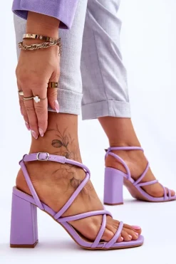 Sandały Na Słupku|Sandały Na Obcasie><noscript><img width=