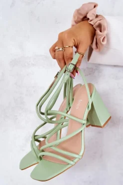 Boto Klasyczne Sandały Na Obcasie Zielone Lucetta