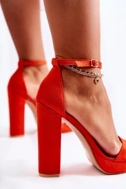 Hot Boto Klasyczne Sandały Na Wysokim Obcasie Pomarańczowe Baleira