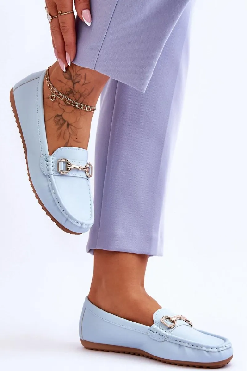 Online Boto Klasyczne Skórzane Mokasyny Jasnoniebieskie Verona
