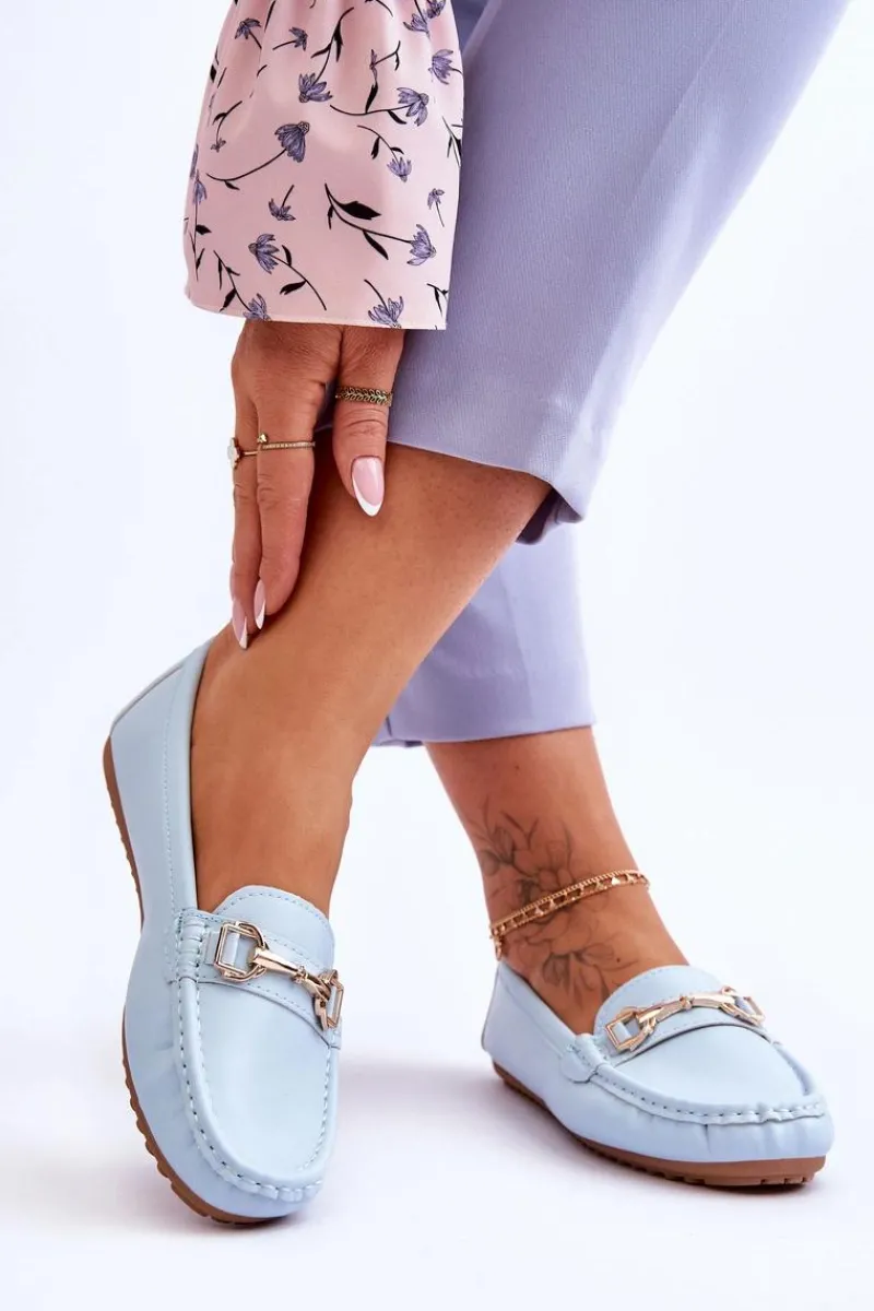 Online Boto Klasyczne Skórzane Mokasyny Jasnoniebieskie Verona