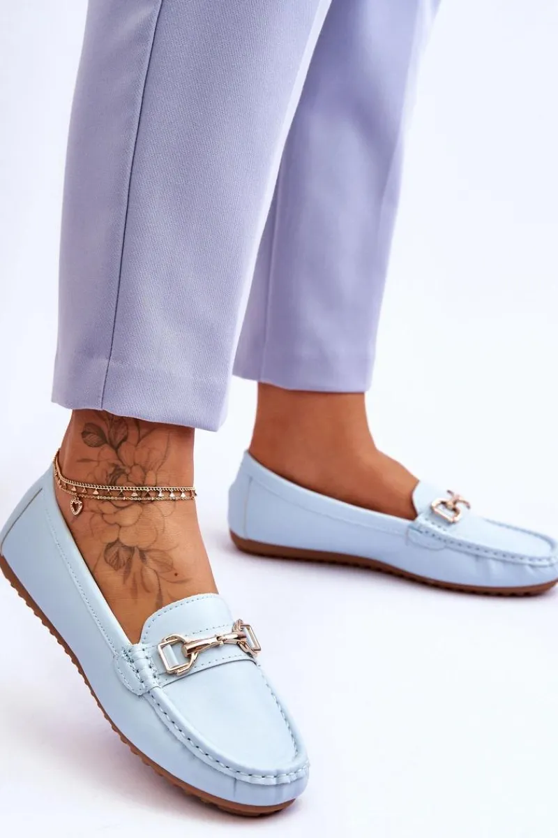 Online Boto Klasyczne Skórzane Mokasyny Jasnoniebieskie Verona