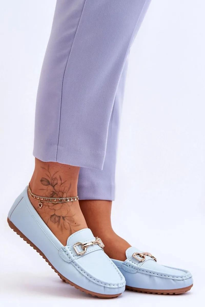 Online Boto Klasyczne Skórzane Mokasyny Jasnoniebieskie Verona