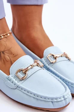 Online Boto Klasyczne Skórzane Mokasyny Jasnoniebieskie Verona