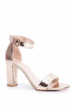 Discount Klasyczne Skórzane Sandały Na Słupku 1760 Złote Damskie Sandały Na Obcasie