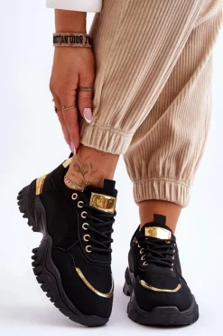 Sneakersy Damskie>Boto Klasyczne Sportowe Buty Na Platformie Czarne Need It