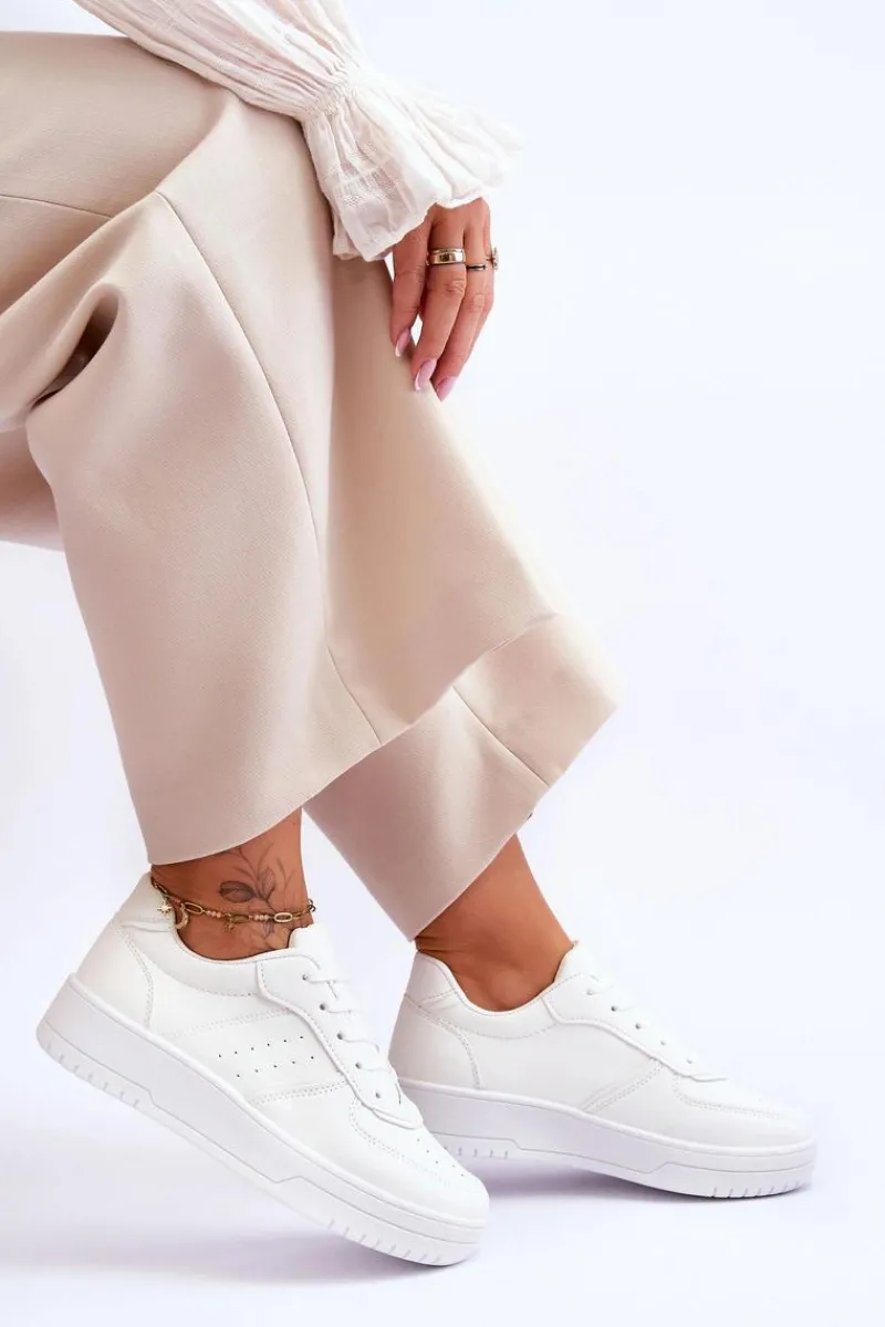 Buty Sportowe Na Platformie|Sneakersy Damskie>Boto Klasyczne Sportowe Buty Na Platformie Białe Feel It