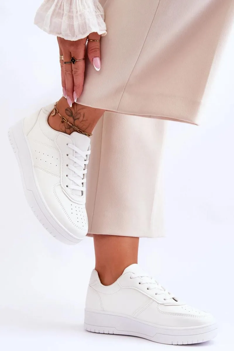 Buty Sportowe Na Platformie|Sneakersy Damskie>Boto Klasyczne Sportowe Buty Na Platformie Białe Feel It