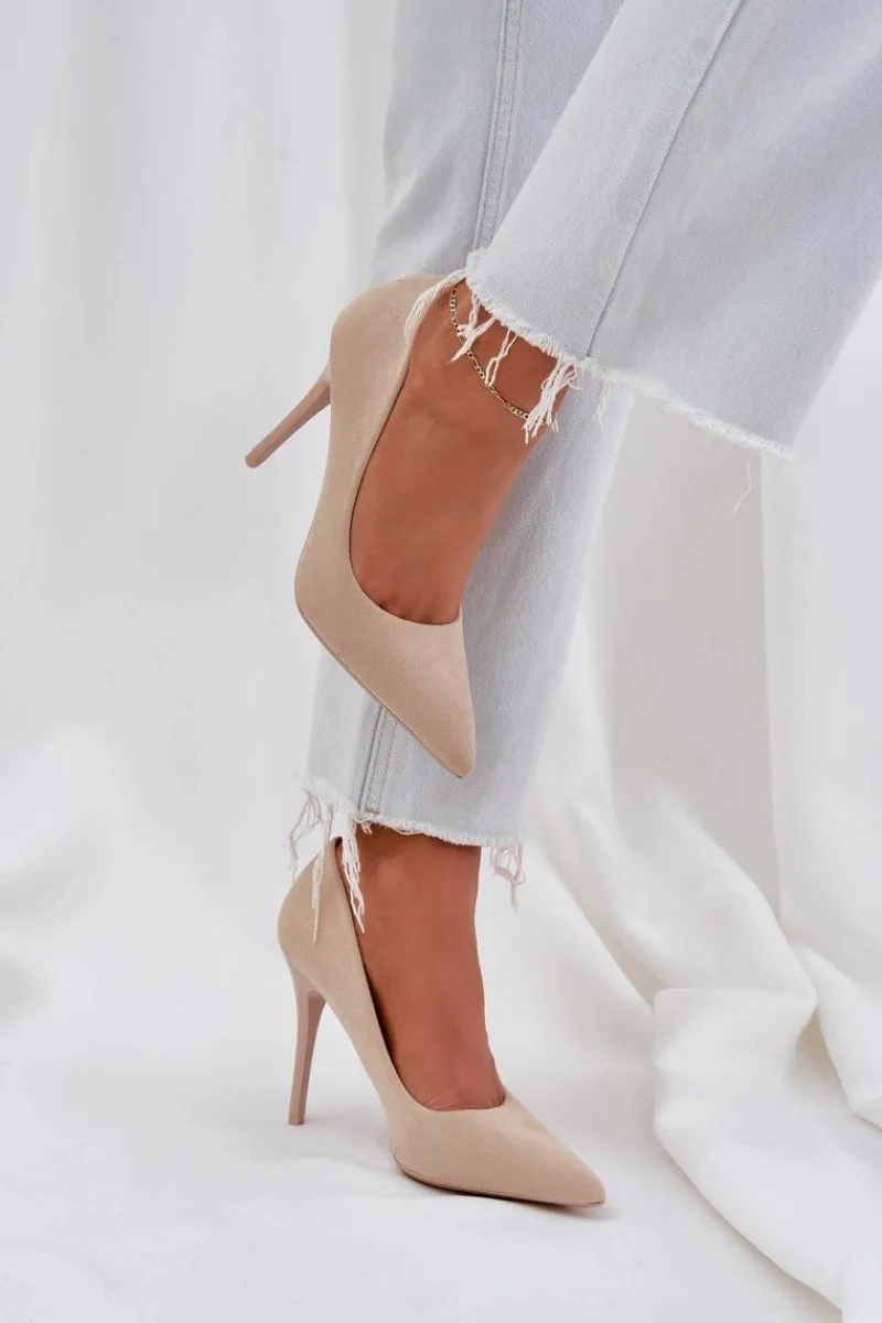 Czółenka Klasyczne>Boto Klasyczne Szpilki Z Eko Zamszu Jasnobeżowe Navinda Beżowy