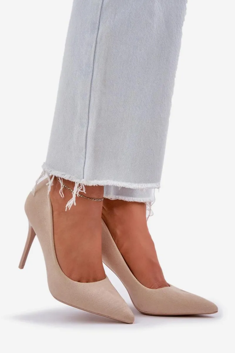 Czółenka Klasyczne>Boto Klasyczne Szpilki Z Eko Zamszu Jasnobeżowe Navinda Beżowy