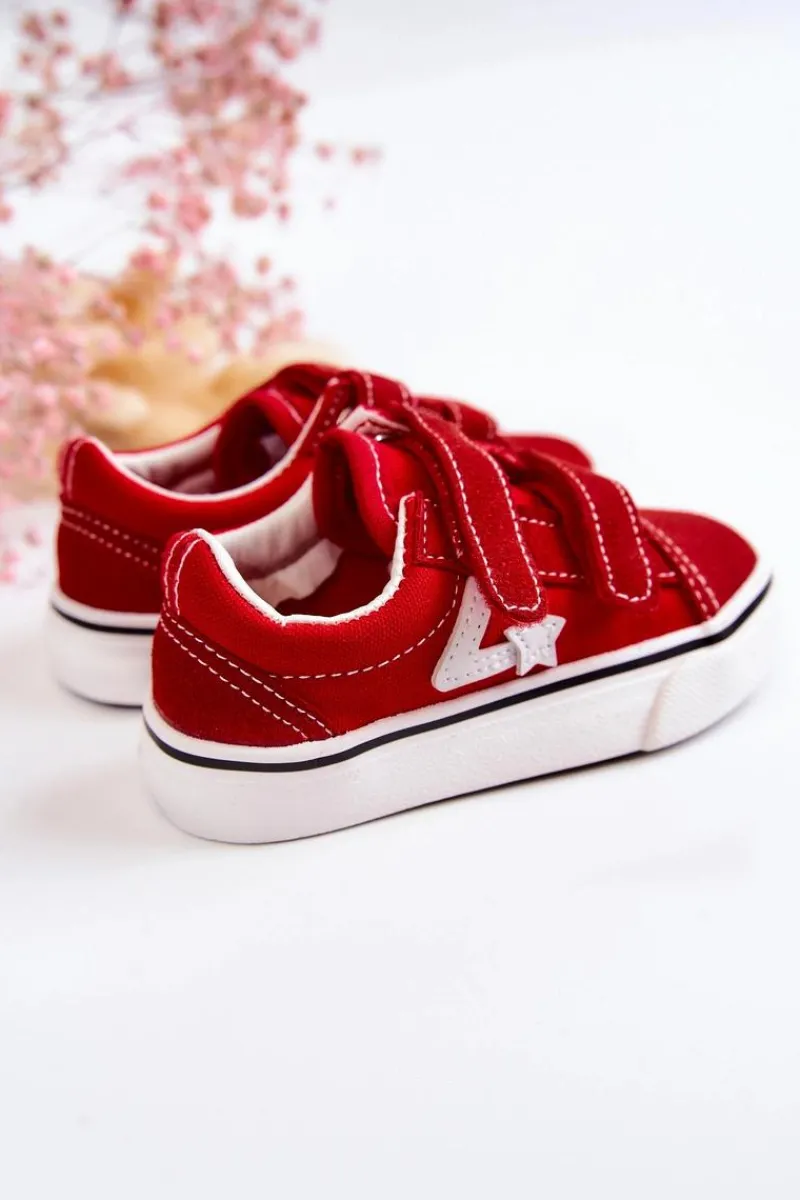 Chłopięce|Dziewczęce>Boto Klasyczne Tenisówki Dziecięce Na Rzepy Czerwone Phiris Czerwony