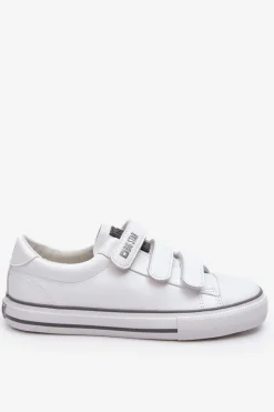 Trampki Damskie Big Star|Trampki Damskie Niskie>Big Star Shoes Klasyczne Tenisówki Na Rzepy Big Star LL274A205 Białe