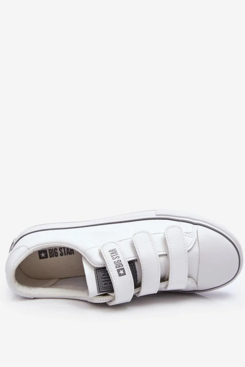 Trampki Damskie Big Star|Trampki Damskie Niskie>Big Star Shoes Klasyczne Tenisówki Na Rzepy Big Star LL274A205 Białe