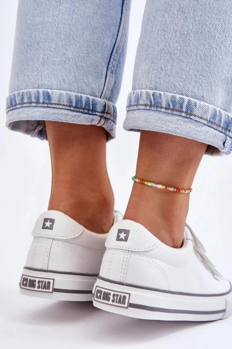 Trampki Damskie Big Star|Trampki Damskie Niskie>Big Star Shoes Klasyczne Tenisówki Na Rzepy Big Star LL274A205 Białe