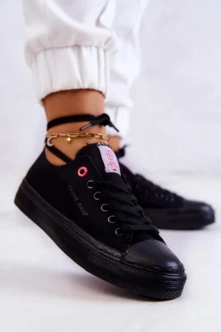 Trampki Damskie Cross Jeans|Trampki Damskie Niskie></noscript>Cross Jeans Klasyczne Trampki JJ2R4019C Czarne Czarny