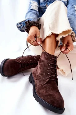 Sale Boto Klasyczne Wiązane Botki Brązowe Melome