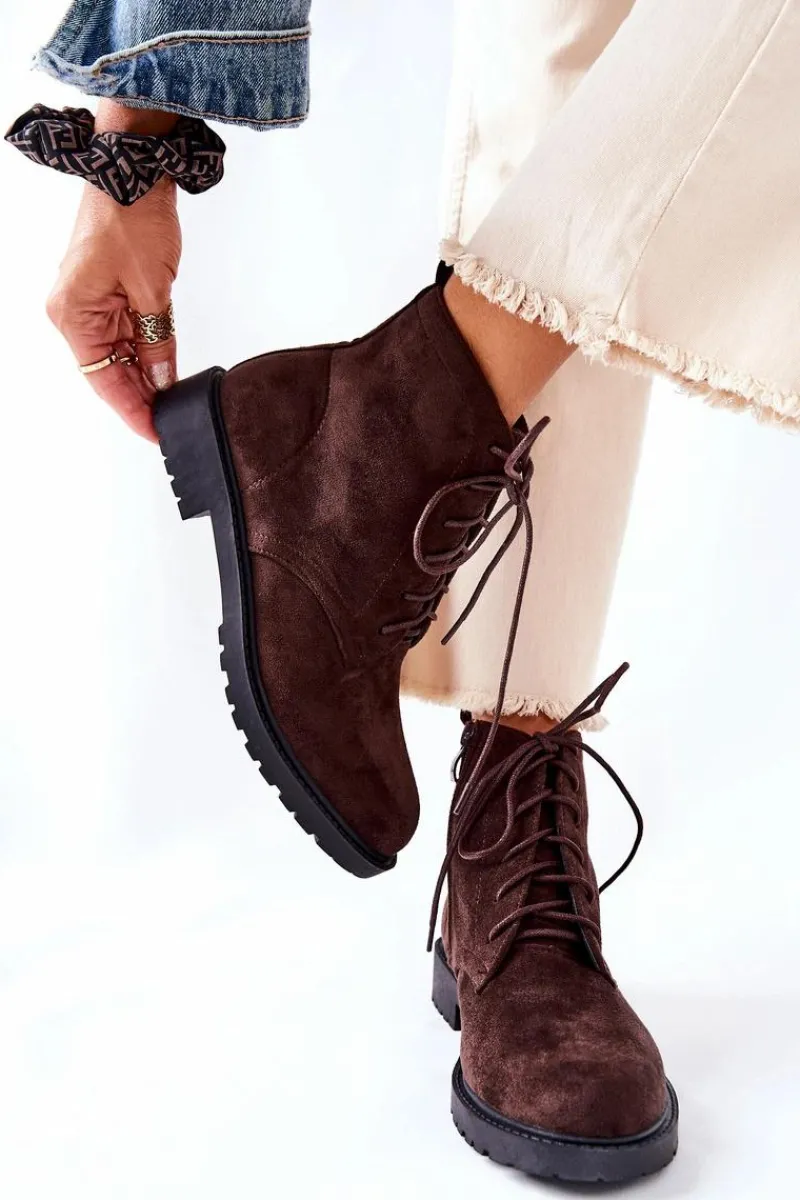 Sale Boto Klasyczne Wiązane Botki Brązowe Melome