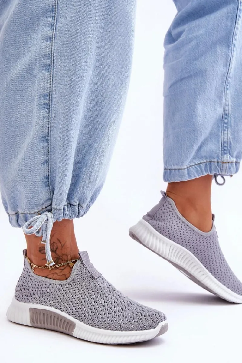 Discount Boto Klasyczne Wsuwane Buty Sportowe Szare Frankie