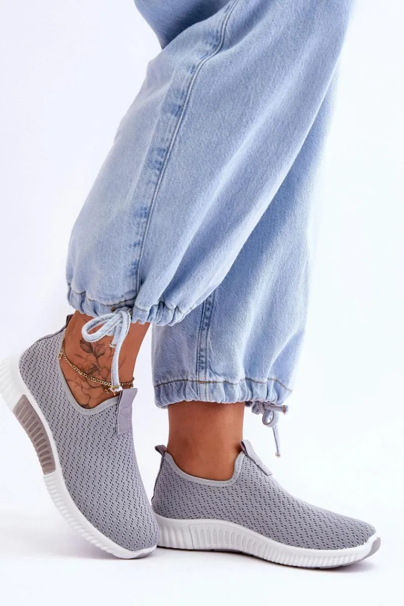 Discount Boto Klasyczne Wsuwane Buty Sportowe Szare Frankie