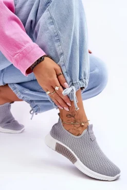 Discount Boto Klasyczne Wsuwane Buty Sportowe Szare Frankie