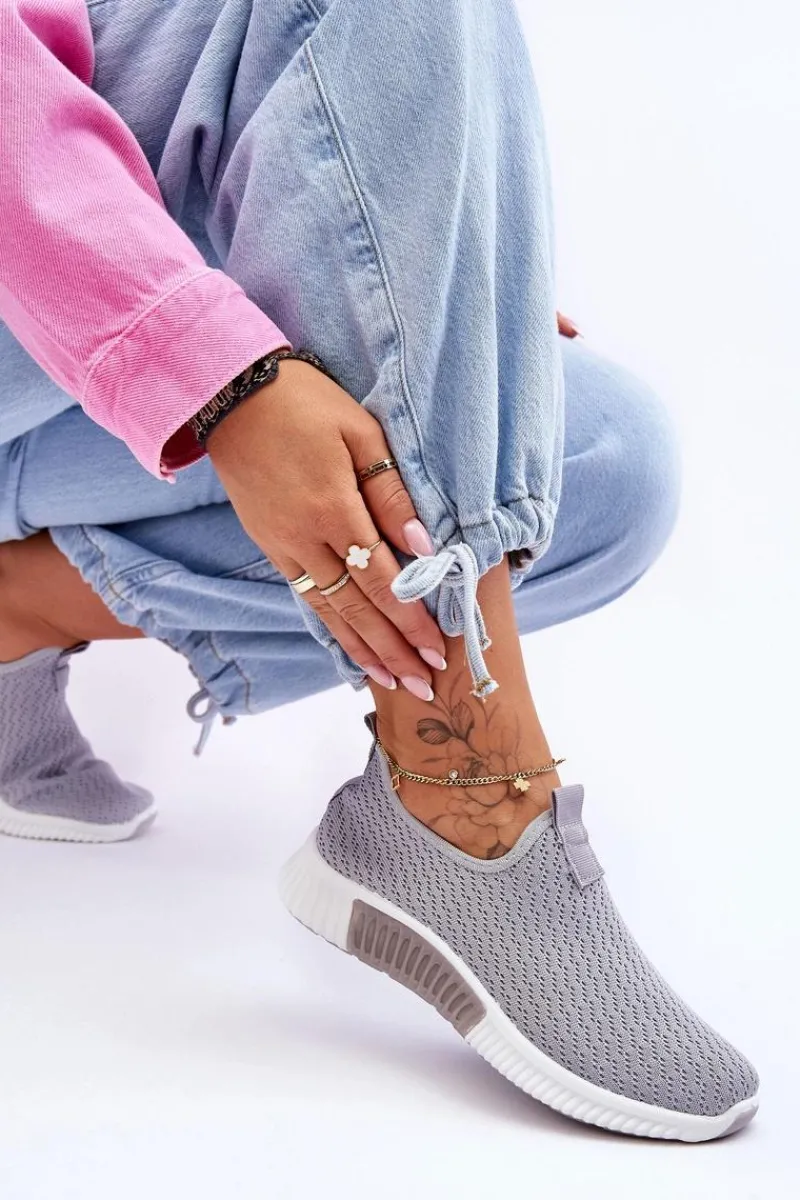 Discount Boto Klasyczne Wsuwane Buty Sportowe Szare Frankie