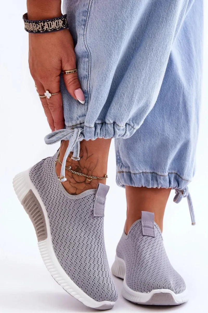 Discount Boto Klasyczne Wsuwane Buty Sportowe Szare Frankie