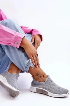 Discount Boto Klasyczne Wsuwane Buty Sportowe Szare Frankie