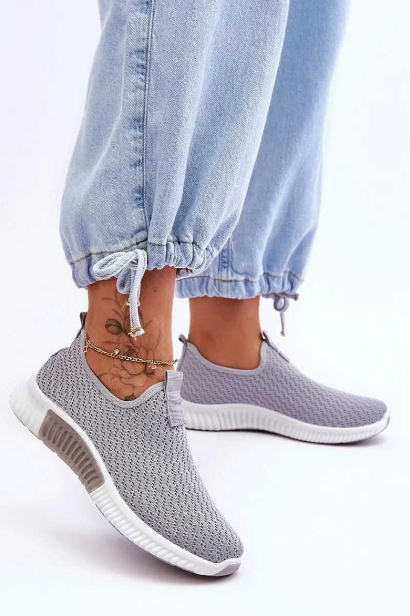 Discount Boto Klasyczne Wsuwane Buty Sportowe Szare Frankie