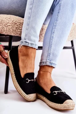 New Damskie buty S.Barski Klasyczne Wsuwane Damskie Espadryle Czarne Oresa