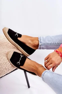 New Damskie buty S.Barski Klasyczne Wsuwane Damskie Espadryle Czarne Oresa