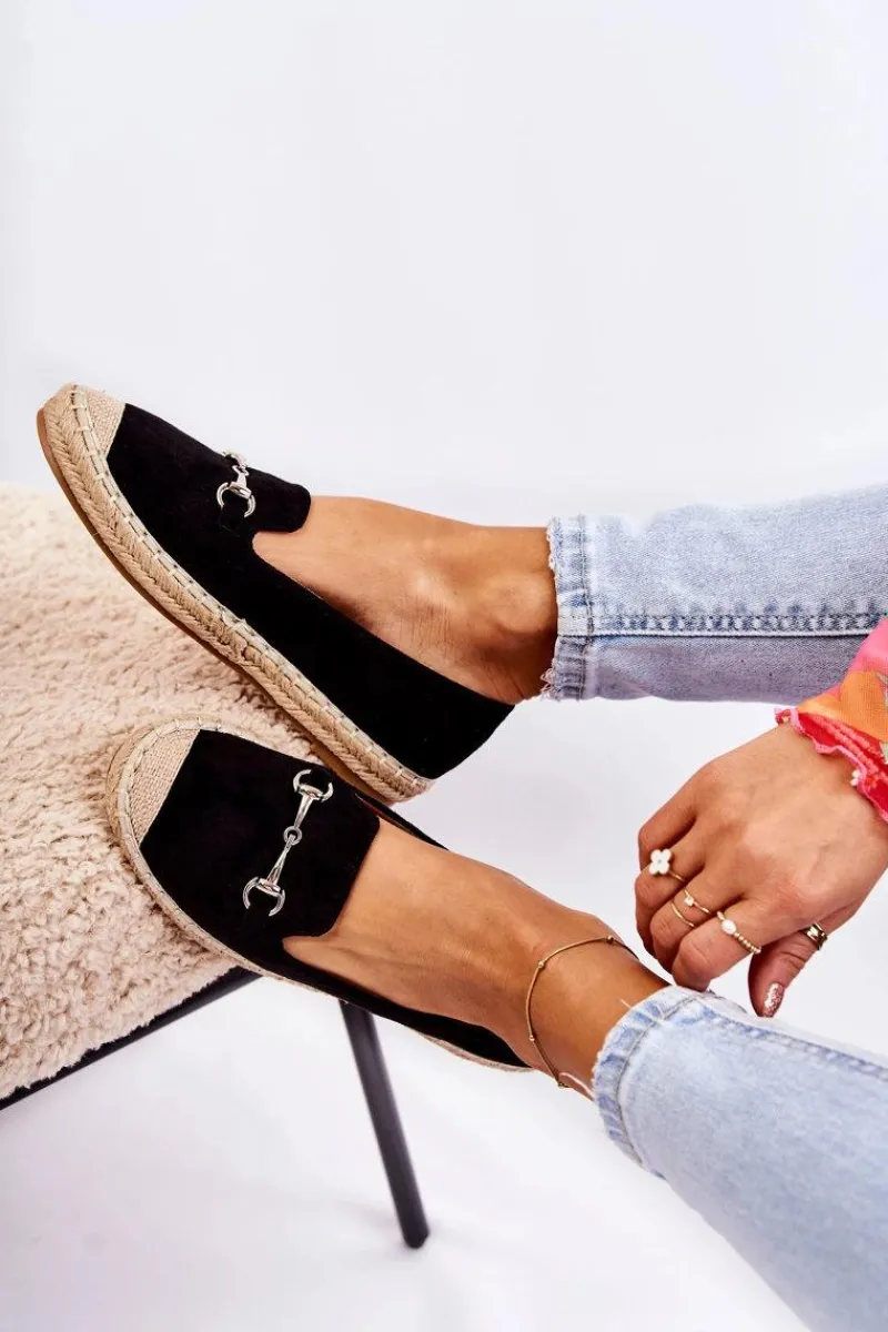 New Damskie buty S.Barski Klasyczne Wsuwane Damskie Espadryle Czarne Oresa