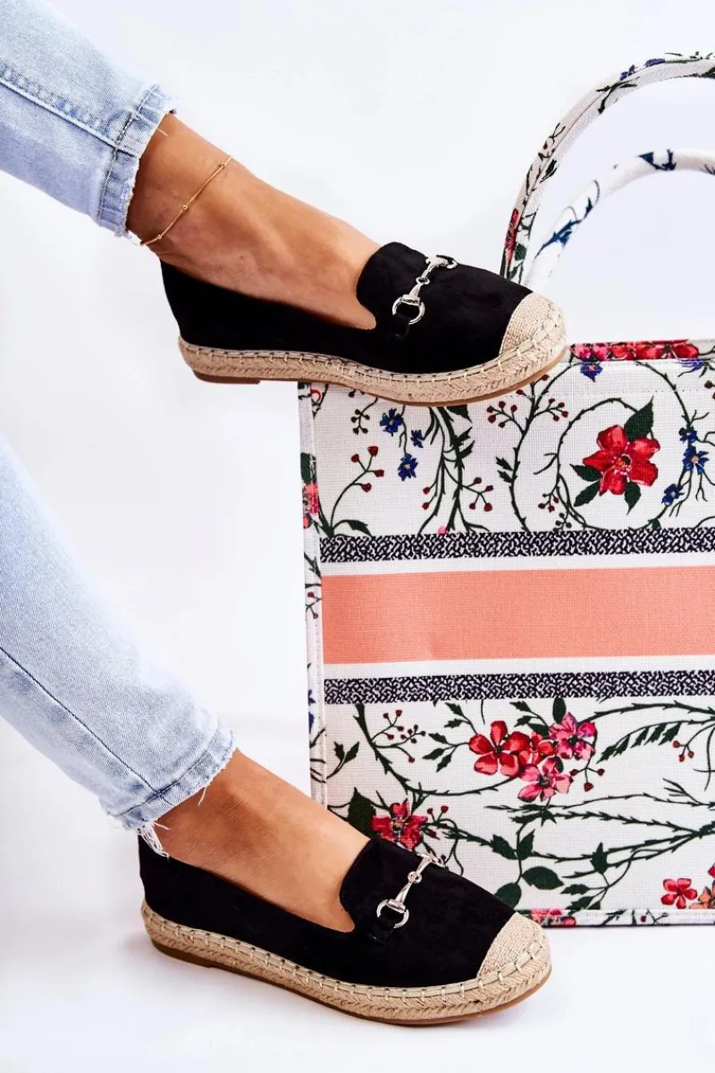 New Damskie buty S.Barski Klasyczne Wsuwane Damskie Espadryle Czarne Oresa