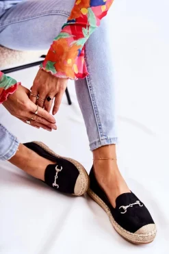 New Damskie buty S.Barski Klasyczne Wsuwane Damskie Espadryle Czarne Oresa