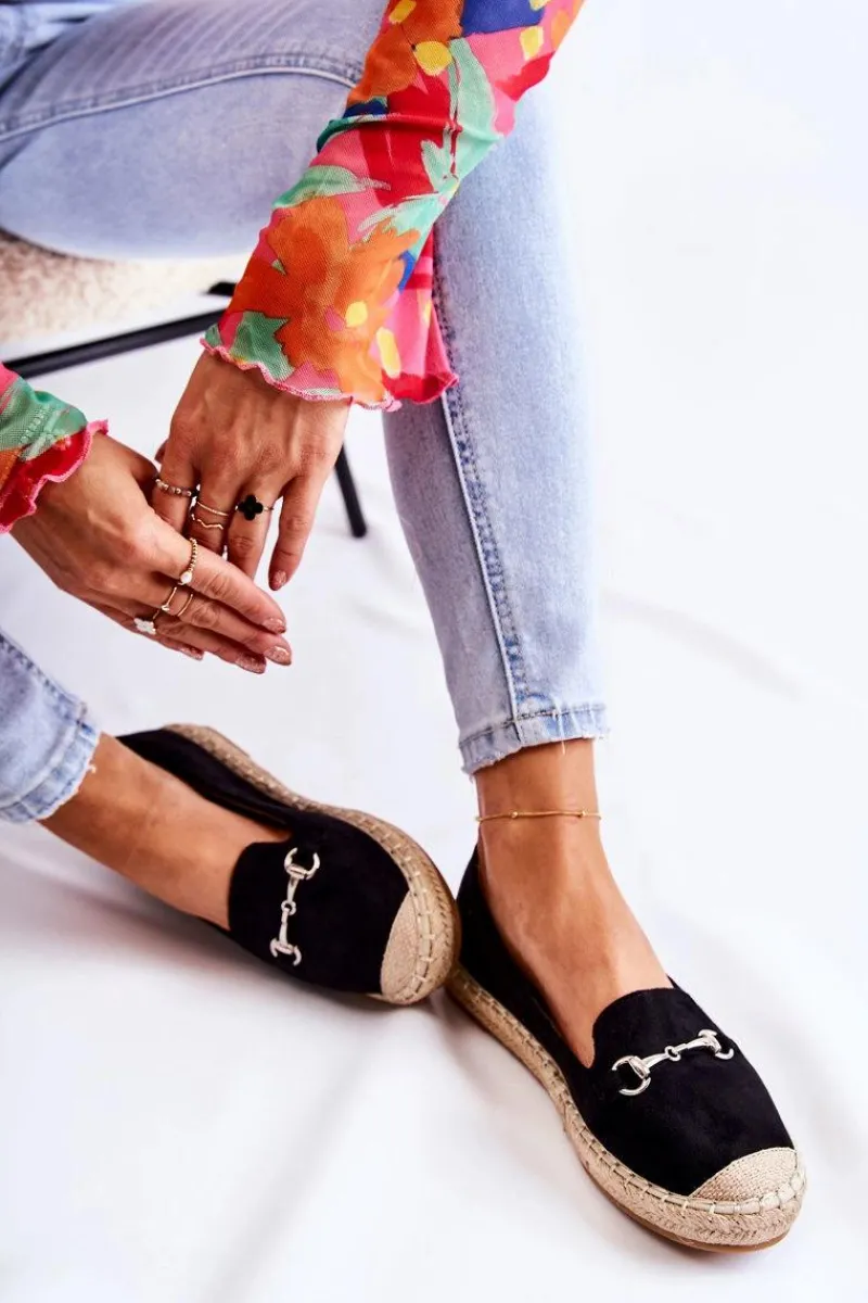 New Damskie buty S.Barski Klasyczne Wsuwane Damskie Espadryle Czarne Oresa