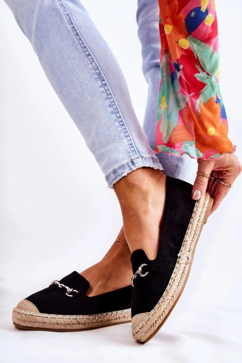 New Damskie buty S.Barski Klasyczne Wsuwane Damskie Espadryle Czarne Oresa