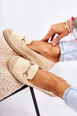 Czarne Espadryle>Damskie buty S.Barski Klasyczne Wsuwane Damskie Espadryle Beżowe Oresa