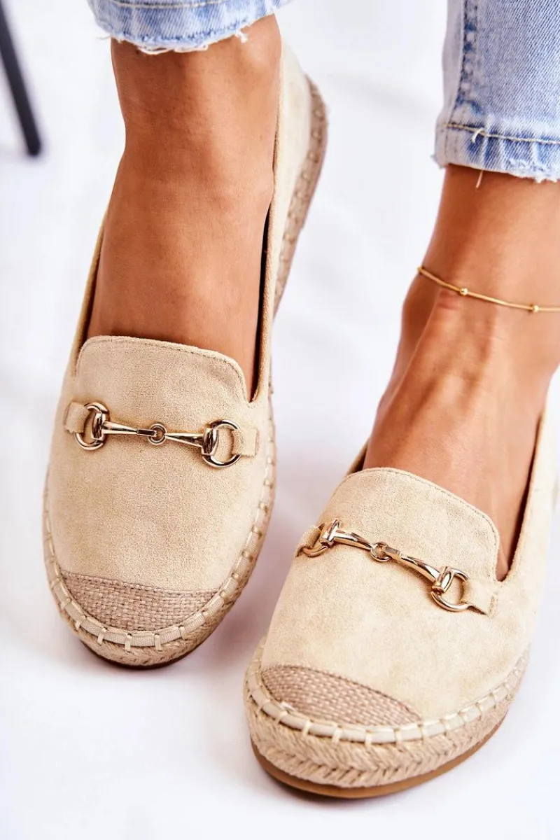 Czarne Espadryle>Damskie buty S.Barski Klasyczne Wsuwane Damskie Espadryle Beżowe Oresa